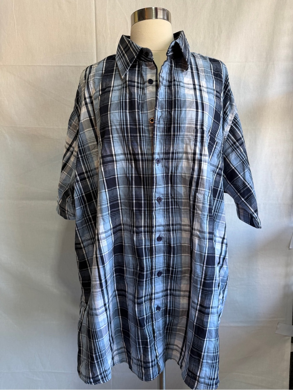 Beverly Hills Polo Club Blue & Black Plaid Button-Down Shirt